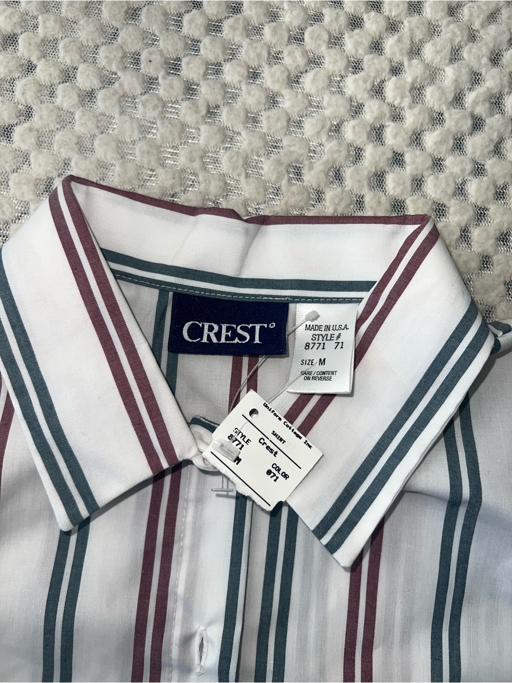 Crest women White Button-Down Shirt with Burgundy and Teal Stripes